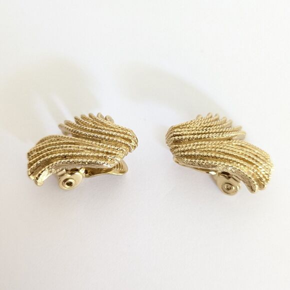 Vintage Monet Mirador Tassle Waterfall Rope Gold Tone Clip-on Earrings Signed - Picture 6 of 10